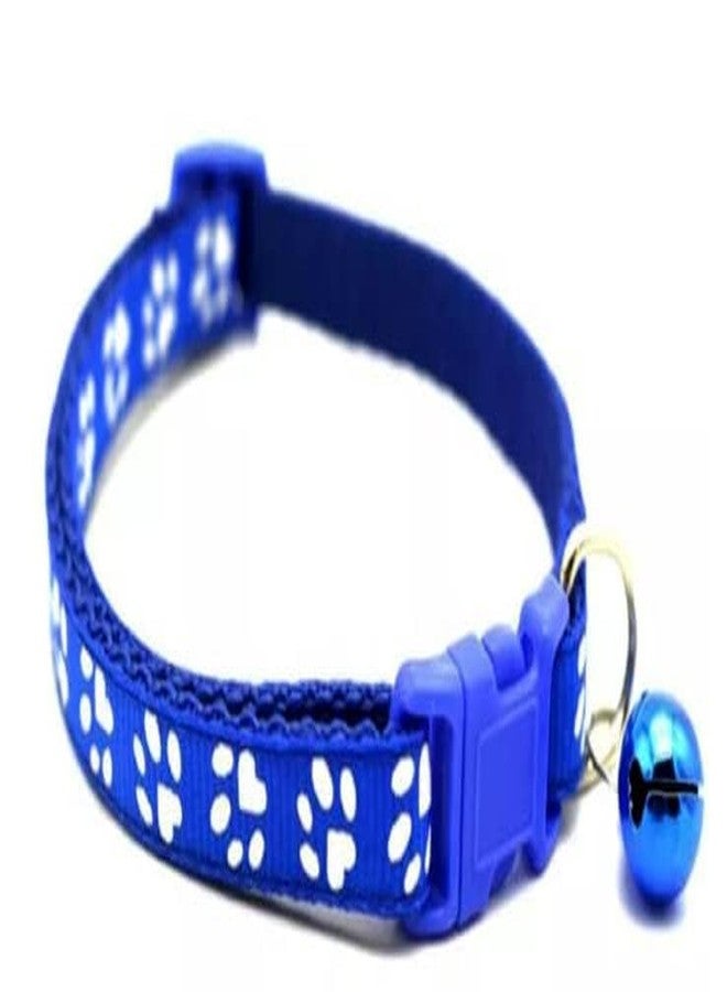 RoverPets 15mm Adjustable Nylon Dog & Cat Collar | Fits Neck Size 9" to 14" with Cute Paw Print Design | Lightweight, Comfortable & Durable Collar for Small Dogs, Puppies & Cats (Blue) - Image 1
